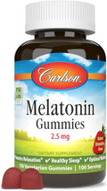 Carlson - Melatonin Gummies 2.5 mg Healthy Sleep Promotes Relaxation Natural Strawberry Flavor 100 Gummies