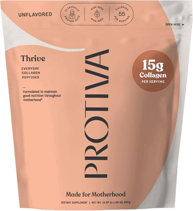 PROTIVA Thrive Collagen Powder for Women - 16 oz (450 g) Unflavored Everyday Collagen Peptide Powder Clinically Proven Safe for Pregnancy and Breastfeeding May Help Reduce Stretch Marks