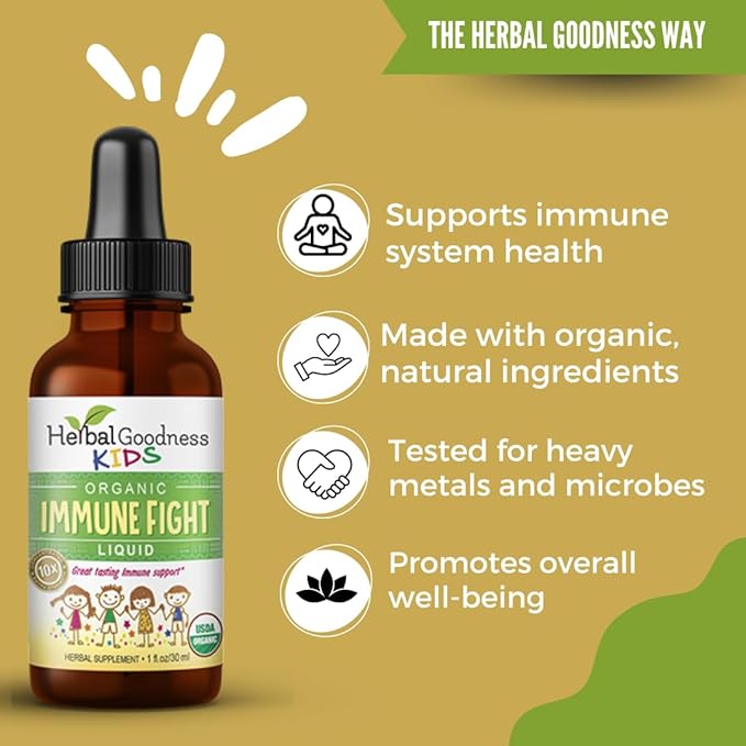 Immune Support 1oz with Ashwagandha for and Turmeric Herbal Supplements - Natural Kids Immune Booster Drops for Wellness and Immune Support for Kids - Non-GMO - Made in USA