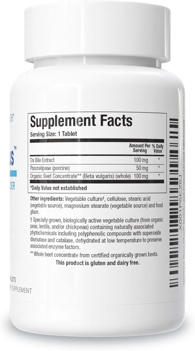 Biotics Research Beta-Plus™ Nutritional Ox Bile Salts Digestive Enzymes Supplement For Bile Production For No Gallbladder-Supports Overall Liver Function Aids Fat Digestion Supplies Betaine 180 Tabs