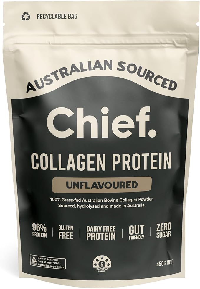 Chief. Collagen Protien Powder Unflavoured 100% Organic Grass-Fed Aussie Beef Supports Gut Health &amp Joints Dairy Free &amp No Sugar 30 Servings