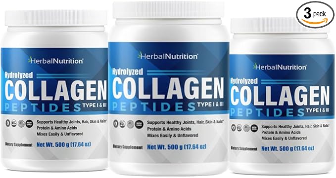 Ultra Pure Collagen Peptides Powder Hydrolyzed Proteins are Vital Proteins for Skin Hair Nails and Joint Health Keto Paleo Friendly Non-GMO Gluten Free 25 20mg Servings Three Containers