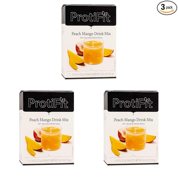 PROTIFIT - High Protein Peach Mango Fruit Drink 3 Pack 15g Protein Low Calorie Sugar Free Ideal Protein Compatible 7 Servings Per Box (3 Pack)