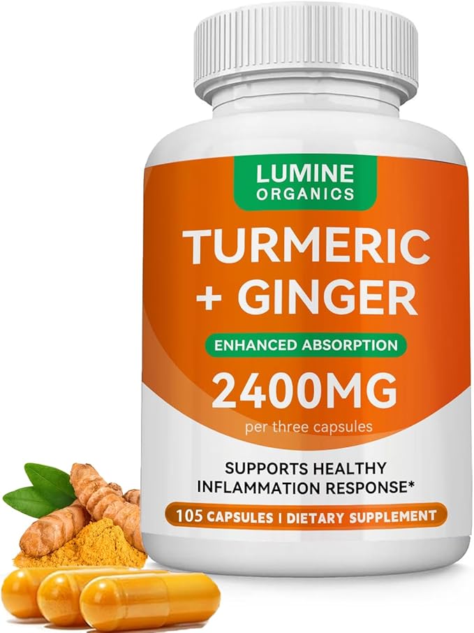 Turmeric Curcumin Supplement | 2400mg Turmeric Extract with 95% Curcuminoids with Bee Propolis Ginger MCT Oil Fat Soluble Vitamin C &amp Black Pepper - 105 Capsules (1PCS)