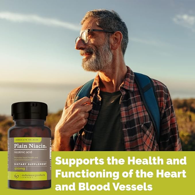 Endurance Products EPC Company NAD+ Niacinamide B3 Endur-Amide 500mg 200 Tablets B3 Plain Niacin - 500mg Immediate Release Vitamin B-3 with Flush - Nicotinic Acid 100 Tablets
