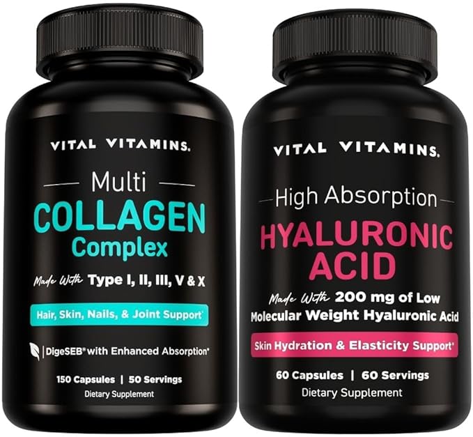 Vital Vitamins Multi-Collagen 150 ct + Hyaluronic Acid Capsules 60 ct