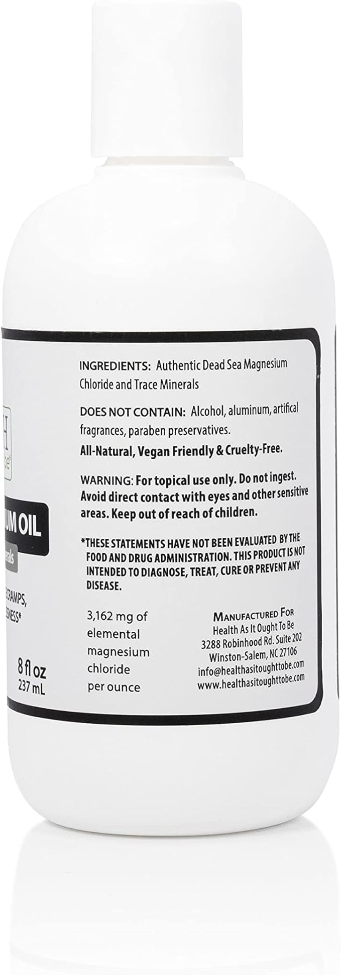 Health As It Ought To Be Dead Sea Magnesium Oil + Essential Minerals Supplement | Physician Formulated Calming Soothes Aches Pains Cramps Sleeplessness | 8 Ounce