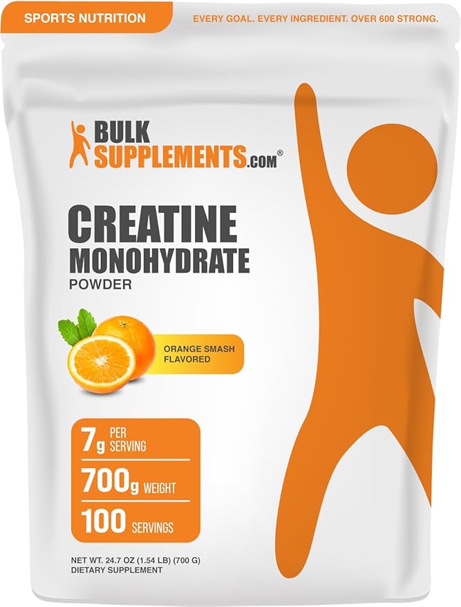 BulkSupplements.com Creatine Monohydrate Powder - Creatine Flavored Powder Supplement Micronized - Orange Smash Flavor 7g per Serving 700g (1.5 lbs) (Pack of 1)