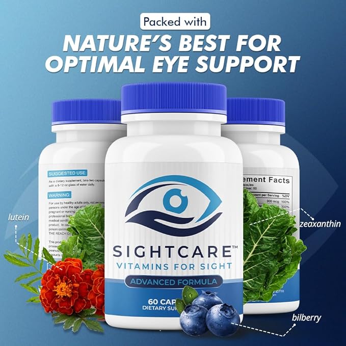 SightCare Lutein and Zeaxanthin Supplements – AREDS 2 Eye Vitamins Formula for Macular Health &amp Blue Light Support – Includes Vitamins A E B12 Quercetin ALA Rutin – 60 Capsules
