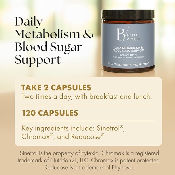 BODi Belle Vitale Daily Metabolism Support – Helps Support Healthy Weight &amp Fat Metabolism with Sinetrol Chromax &amp Reducose 120 Capsules