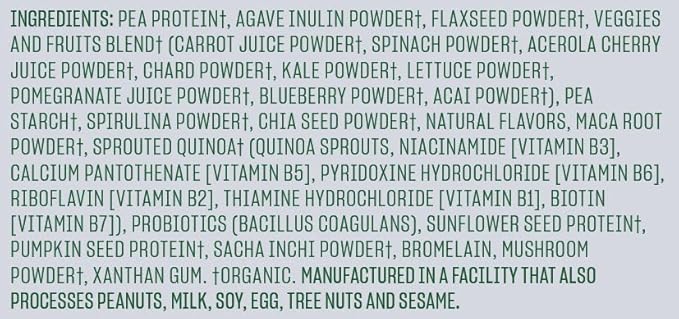 Vega Organic All-in-One Vegan Protein Powder Plain Unsweetened - Superfood Ingredients Vitamins for Immunity Support Keto Friendly Pea Protein for Women &amp Men 13.5 oz (Packaging May Vary)