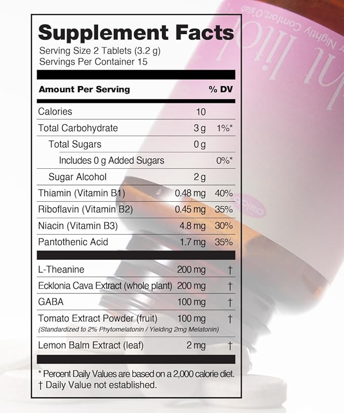 O'slab Nightlitol Night Mints – Korean Viral Sleep &amp Relaxation Support – Plant-Derived Melatonin (2mg) from Tomato Extract &amp L-Theanine 200mg – Lemon Peppermint Chewable Mints 30 Count