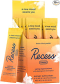 Recess Mood Powder Magnesium L-Threonate Blend with Passion Flower L-Theanine Electrolytes Magnesium Calm Support Powder Supplement - Lemon Citrus Pack of 10