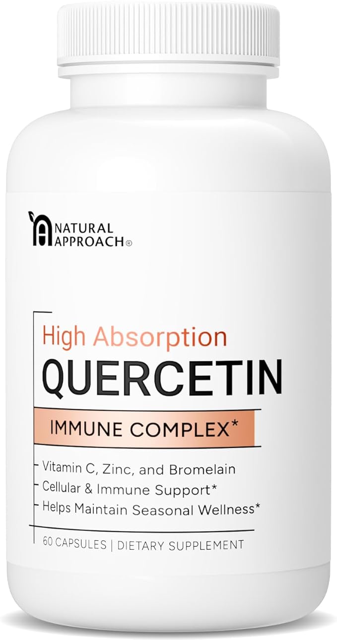 High Absorption Quercetin with Bromelain Vitamin C and Zinc - 500mg Quercetin Phytosome - 50x More Absorption - Supports Immune Function &amp Cellular Health - USA Manufactured Supplement - 60 Capsu