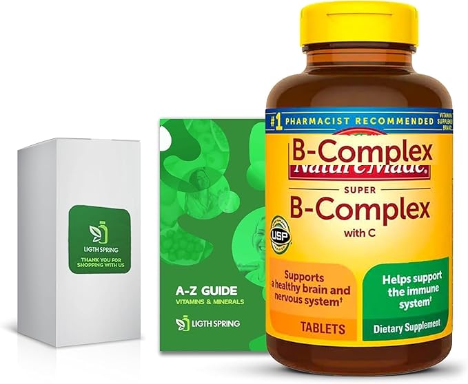 Super B-Complex with C 460 Tablets with Exclusive Vitamins &amp Minerals A to Z - Better Ligth&ampSpring Guide (2 Items)