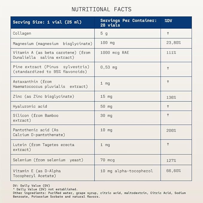 Liquid Skin Care Supplement with Collagen + Hyaluronic Acid. Ready-to-Drink. Clinically Proven for Glowing Hydrated and Firm Derma. UV Protection. 28 Servings. Ultimate Skincare Program