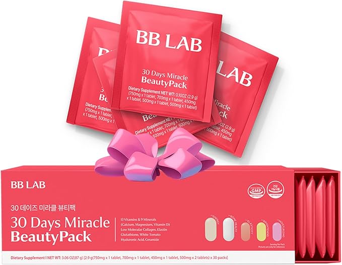 BB LAB 30 Days Miracle Beauty All-in-one Pack Low Molecular Collagen Elastin Glutathione Ceramide Hyaluronic Acid Multivitamins &amp Minerals Calcium Magnesium Vitamin D