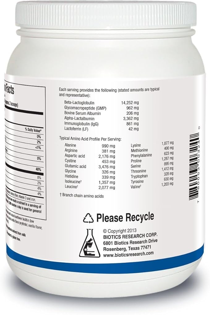 BIOTICS RESEARCH - Whey Protein Isolate 16 oz (Vanilla) Pure undenatured whey Protein Isolate Fast-Absorbing Easily digestible Protein Powder Supports Muscle Building &amp Recovery 16 oz