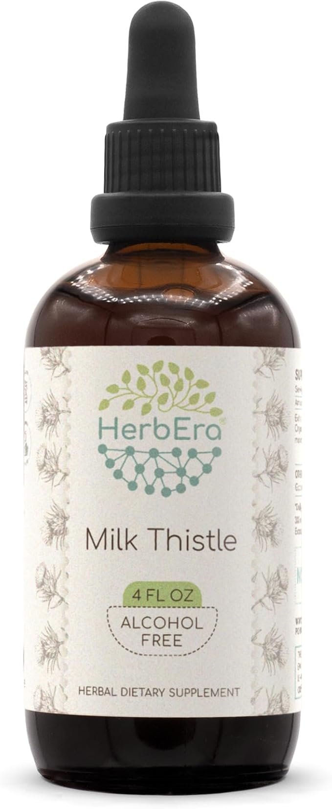 HerbEra Milk Thistle B120 Alcohol-Free Herbal Extract Tincture Concentrated Liquid Drops Natural Milk Thistle (Silybum marianum) 4 fl oz