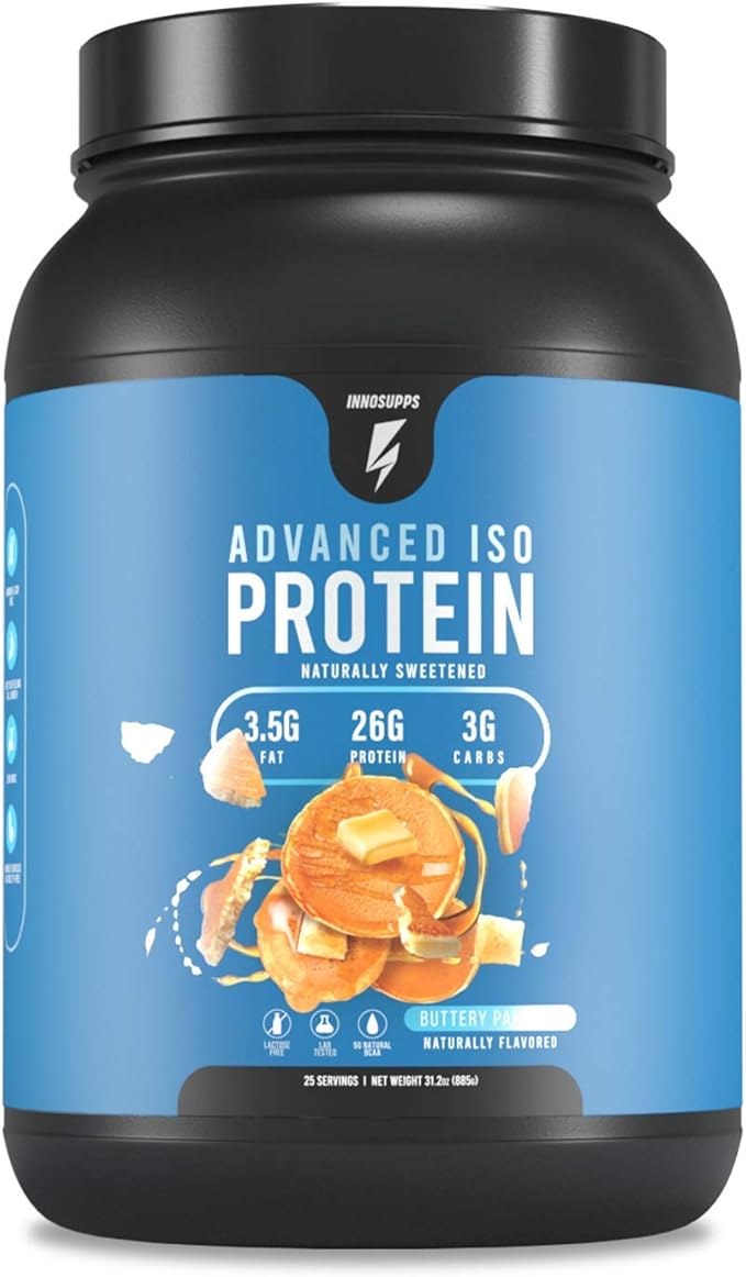 InnoSupps Advanced Iso Protein | 100% Whey Isolate Protein Powder | No Artificial Sweeteners| Low Fat Low Carbs | 25g of Protein | Hormone Free Gluten Free Soy Free | (Buttery Pancake)