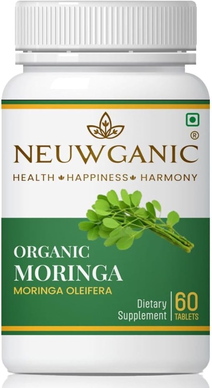 Organic Moringa Tablets - 600 mg 60 Tablets - Drumstick Leaf Tablets - Good for Hair &amp Skin - Rich Source of Calcium - Promotes Healthy Joints - Increase Metabolism