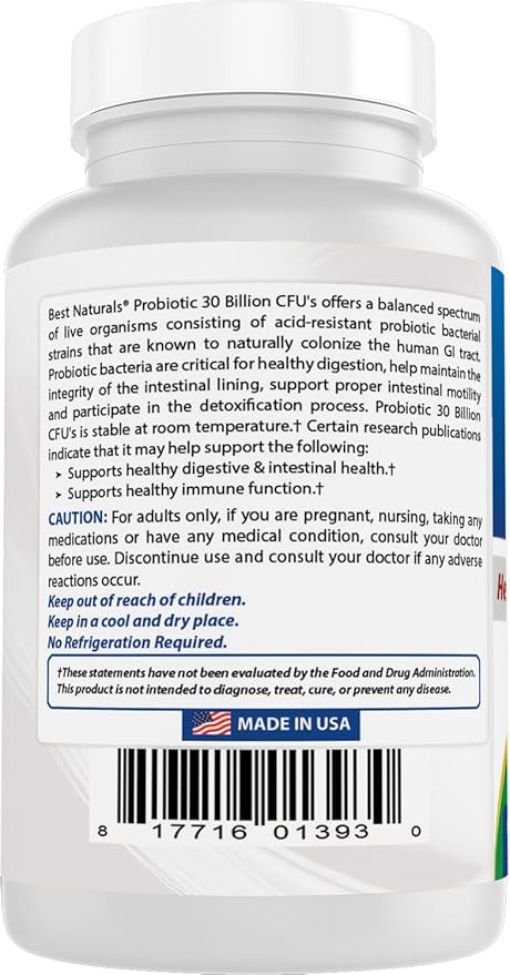 Best Naturals Probiotic 10 Strains 30 Billion Shelf Stable 120 Veggie Caps (120 Count (Pack of 3))
