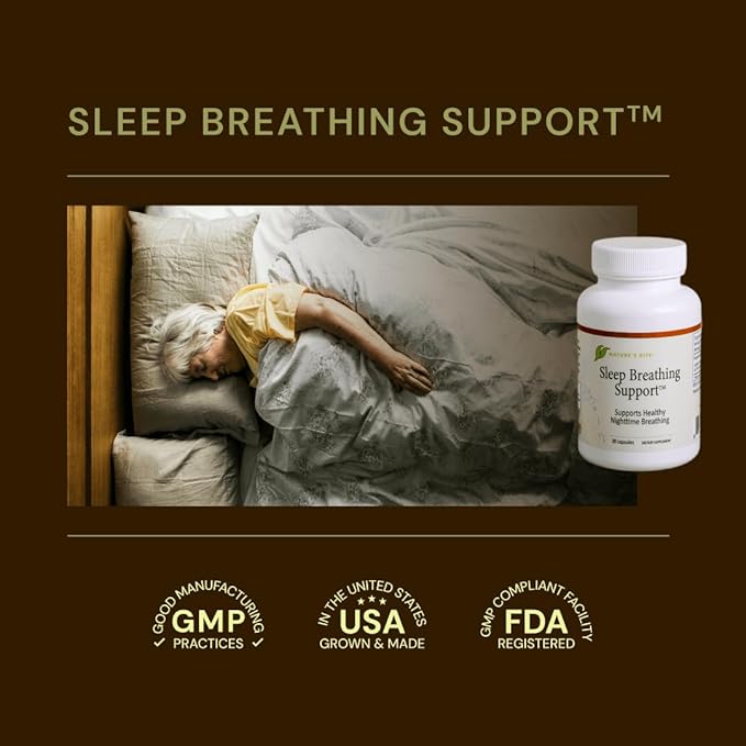 Nature's Rite Sleep Breathing Support - Natural Assistance for Better Sleep Improve Breathing Pattern 30 Capsules All-Natural Herbal Ingredients Made in USA