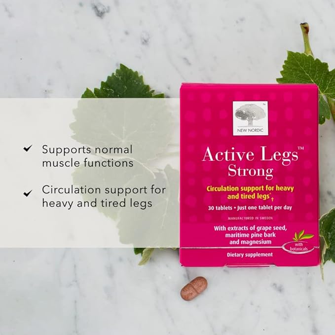 NEW NORDIC Active Legs Strong Grape Seed Maritime Pine Bark Magnesium Non-GMO and Gluten Free 30 Count (Pack of 1)
