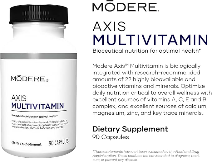 Modere Axis Multivitamin Supplement - Daily Essential Vitamins &amp Minerals for Overall Health and Wellness Support for Adults Immune - 90 Capsules
