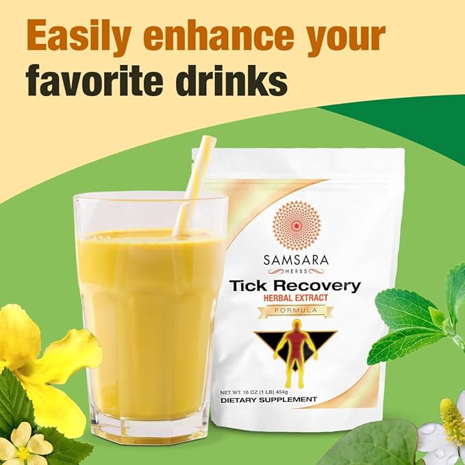 Samsara Herbs Tick Recovery Herbal Powder Formula (16oz/454g) - Japanese Knotweed Cat's Claw SIDA Acuta Houttuynia Cordata Stevia