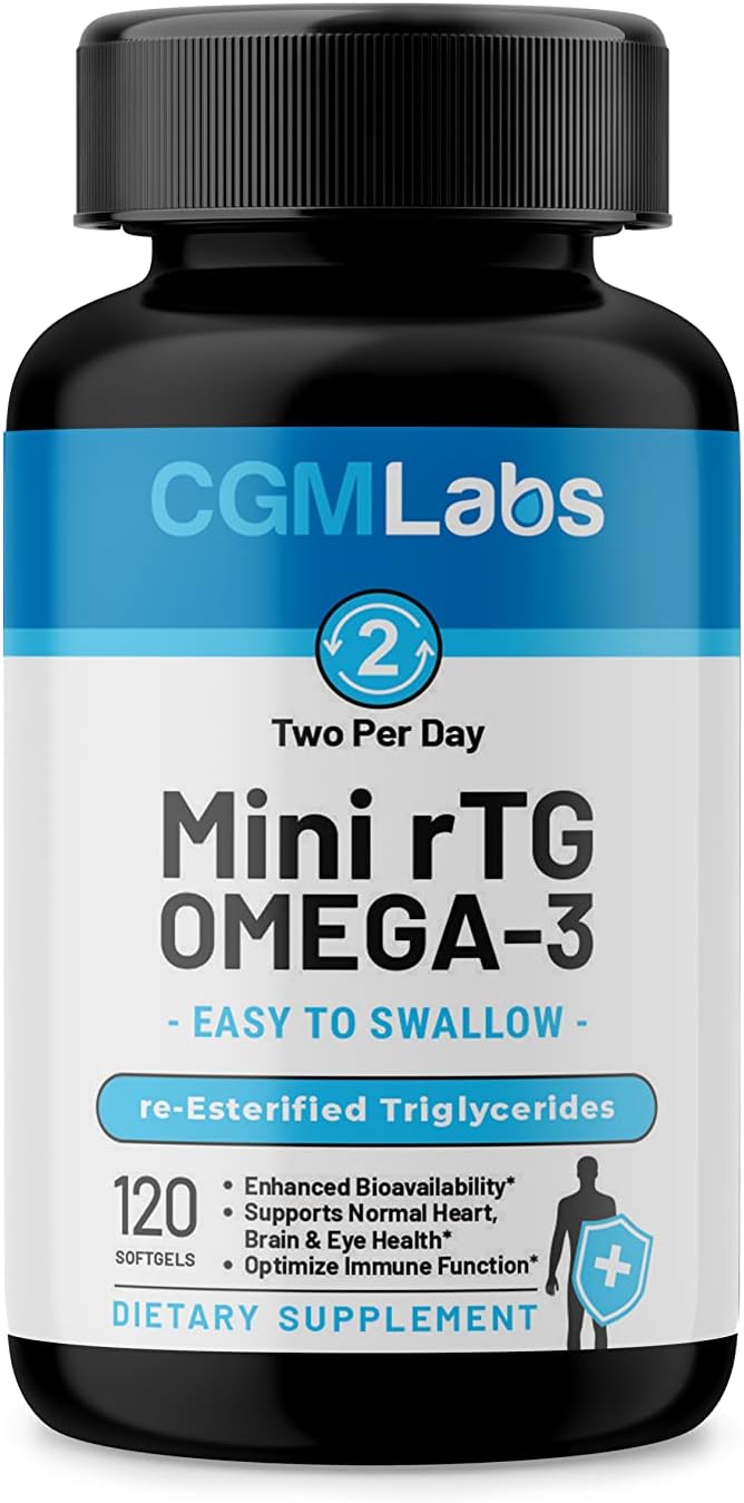rTG Omega-3 Fish Oil – 960 mg EPA &amp DHA per Serving | Burpless High-Absorption Re-Esterified Triglyceride from Wild-Caught Anchovy | 120 Softgels