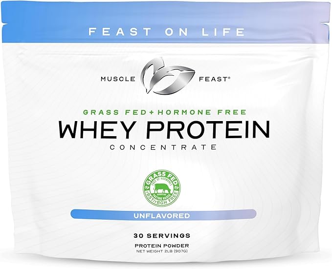Muscle Feast Grass-Fed Whey Protein Concentrate Powder All Natural Hormone Free Pasture Raised Whey Protein Powder for Women &amp Men Clean Non-GMO &amp Gluten Free Whey Concentrate - Unflavored
