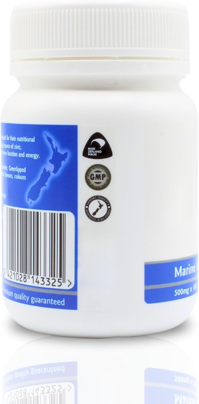 New Zealand Oyster Extract Powder - 500mg x 100 Capsules - Zinc Supplement Pills for Men and Women - Supports Immune Health Energy and Nerve Function w/ Green Lipped Mussel
