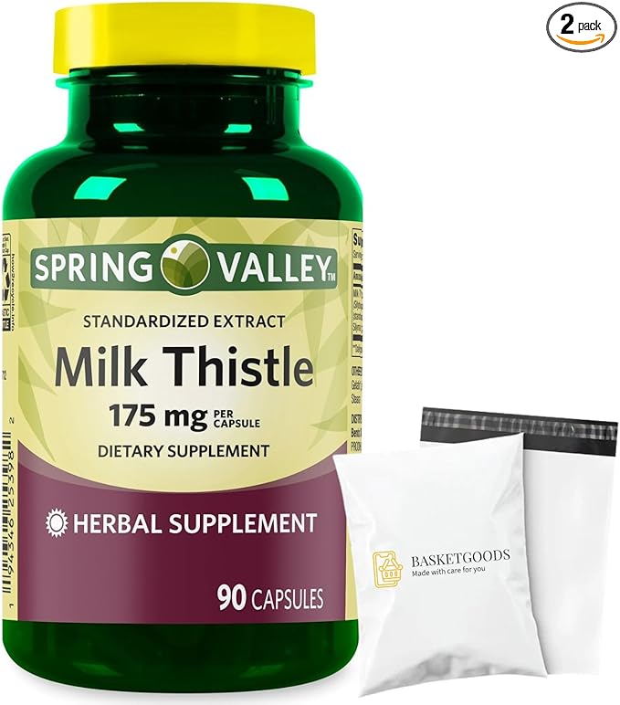 Spring Health Valley Milk Thistle Twin Pack 175mg 180 Count Total Set with Basket Goods Store