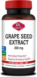 Olympian Labs Grape Seed Extract Capsules - 200 mg - 100 Vegetable Capsules Supporting Heart Health Antioxidant Protection.