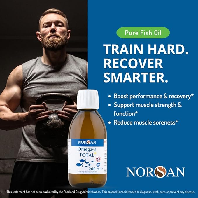 NORSAN Omega-3 Total Liquid Fish Oil – High-Dose 2000mg Omega-3 per Serving | Supports Heart Brain &amp Vision* | Friend of the Sea Certified | 6.8 fl oz Bottle (200ml)