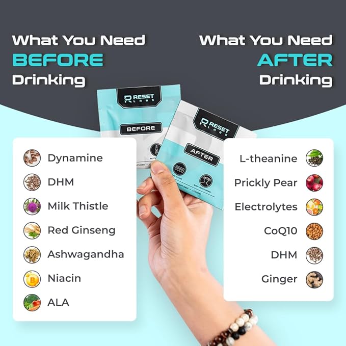 Before &amp After Drinking Pills - Dhm Milk Thistle Supplements Extract - After Drinking Capsules with Liver Support - Restore Pill with Ginger Electrolytes for Better Morning (6 Packet)