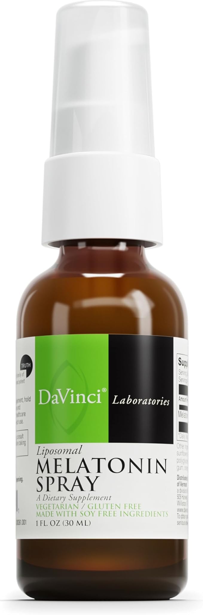 DAVINCI Labs Liposomal Melatonin Spray - Sleep Support Supplement - Bedtime Spray with 3mg Melatonin Per Serving - Fast-Acting Formula - Supports Restful Sleep - 30 mL