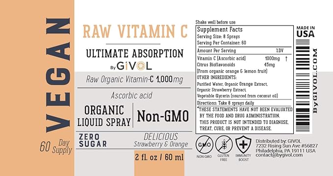 Vitamin C Extra Strength Spray Mist: Daily Absorption Liquid Extract and Organic ZINC Boost Mist 40 g (Extra Strength) - Vegan Liquid Spray for Kids and Adults - Easy Absorption - Non-GMO