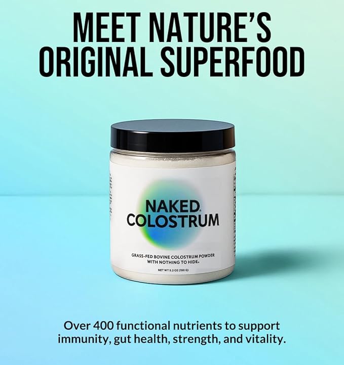 NAKED Gut + Colostrum Bundle – Daily Gut Health Powder (40 Servings) &amp Grass-Fed Colostrum (150 Servings) for Digestion Immunity &amp Recovery