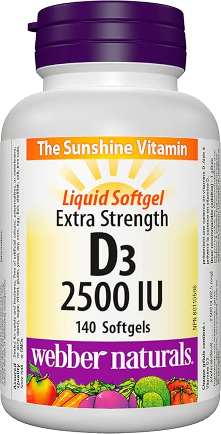 Webber Naturals Vitamin D3 Extra Strength 2500 IU 140 Softgels