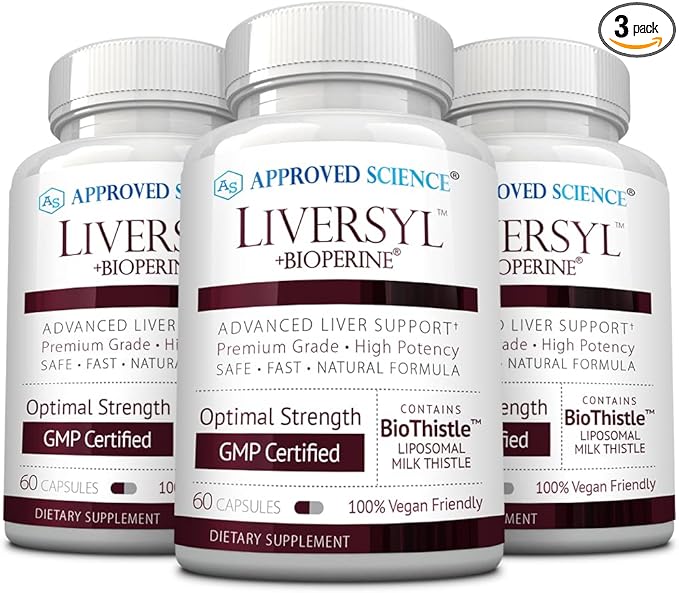 Approved Science Liversyl - Support Optimal Liver Function - Cleanse and Detox - Fast and Effective - Milk Thistle Artichoke Extract and Bioperine - Vegan - 180 Count - 3 Month Supply - Made in USA