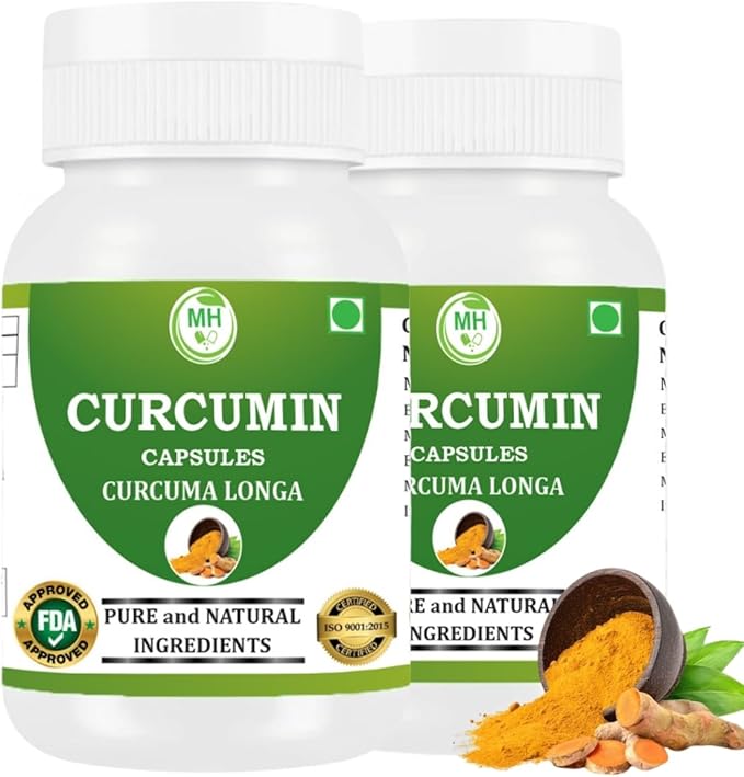 Curcumin Capsules 500 mg | Turmeric Extract | 60 Veg Capsules | Herbal Supplement | Non-GMO | Gluten Free | No Artificial Additives | (Pack of 1) (Pack of 2)