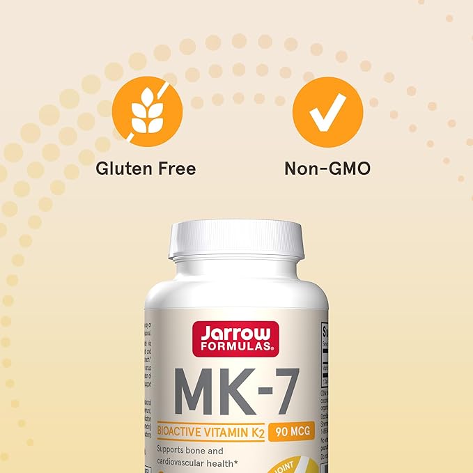Jarrow Formulas MK-7 90 mcg - Bioactive Form of Vitamin K2-90 Servings (Softgels) - for Bone &amp Cardiovascular Health - Vitamin K2 MK-7 Dietary Supplement - Gluten-Free