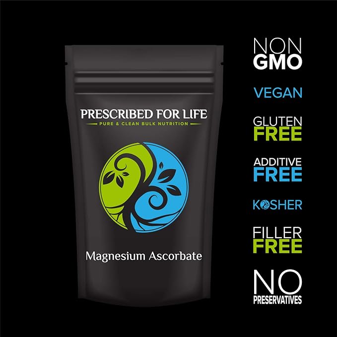 Prescribed for Life Magnesium Ascorbate | Natural USP Buffered Vitamin C Crystalline Powder 6.5% Mg (10kg / 22lb)