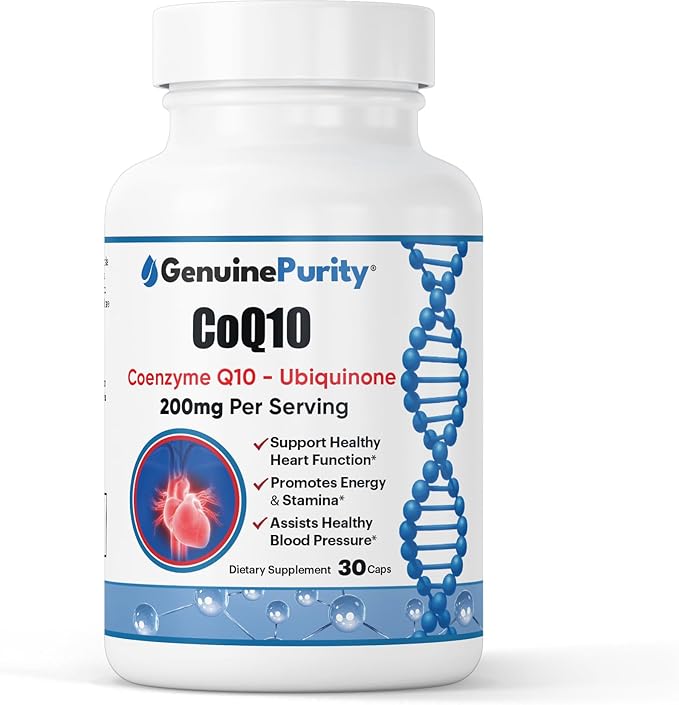 CoQ10 200mg - Advanced 30 Capsules Coenzyme q10 Ubiquinone Mitochondrial Fuel for Strong Heart &amp Lasting Energy - Ideal for Statin Users - Perfect for Blood Flow &amp Heart Health Support