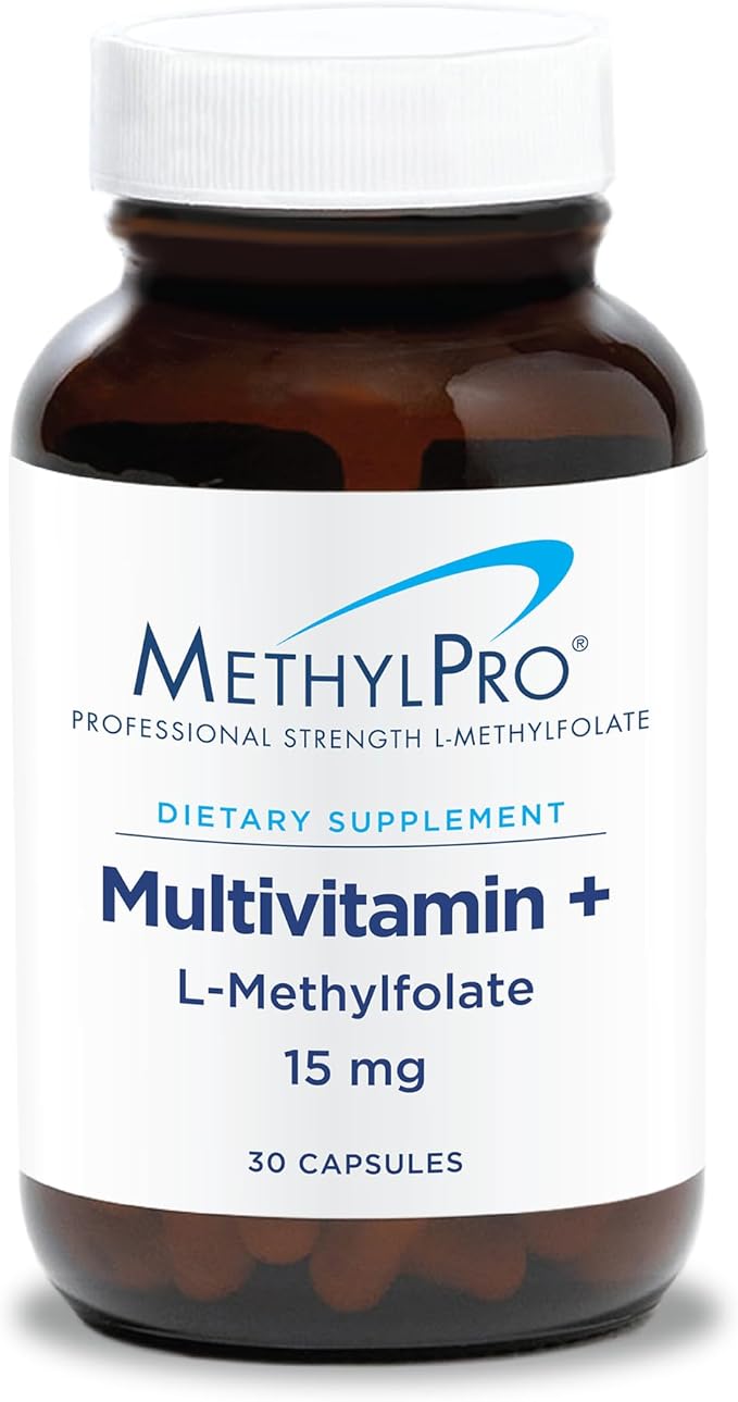 MethylPro Multivitamin + L-Methylfolate 15 mg - Supports a Healthy Mindset - Vitamins A C D3 E &amp More - Active Folate for Methylation Support &amp Biochemical Reactions - 30 Servings - 30 Caps
