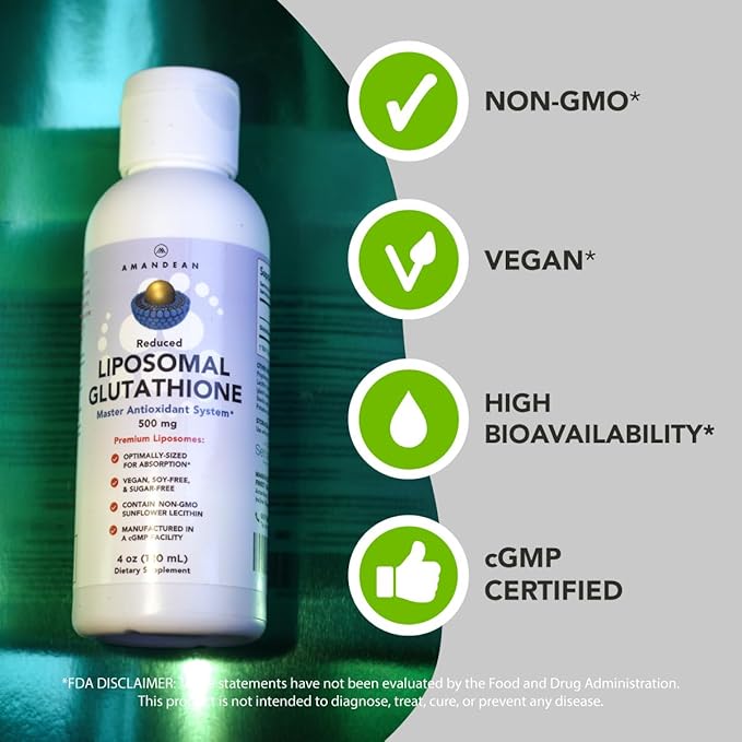 Antioxidant Bundle - Liposomal Vitamin C Quali®-C 1000mg + Liposomal Glutathione Setria® 500mg - Non-GMO Vegan Liquid Formulas for Immune Support Radiant Skin &amp Graceful Aging. Soy Free.