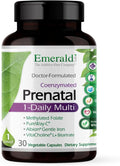 Emerald Labs Prenatal 1-Daily Multi - Prenatal Multivitamin with Methylated Folate Iron Whole-Food Blend &amp More - Soy-Free Gluten-Free - 30 Vegetable Capsules