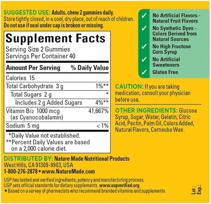 Nature Made Energy B-12 Dietary Supplement Gummies (Pack of 6)